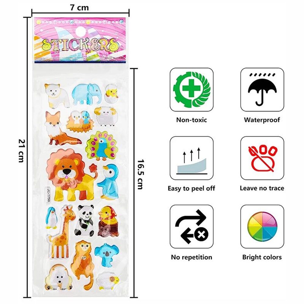 DISNEY Bộ 10 Miếng Dán Hình Khủng Long/Người Nhện/Người Nhện Hoạt Hình Giáo Dục Cho Bé