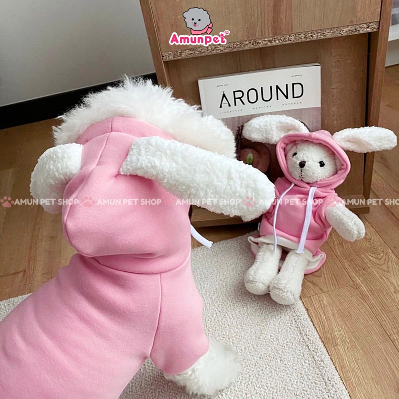 Áo Hoodie Cho Chó Mèo Tai Thỏ Mùa Thu Đông Mẫu Áo Khoác Có Mũ Cho Thú Cưng Đáng Yêu Quần Áo Thời Trang Amun Pet