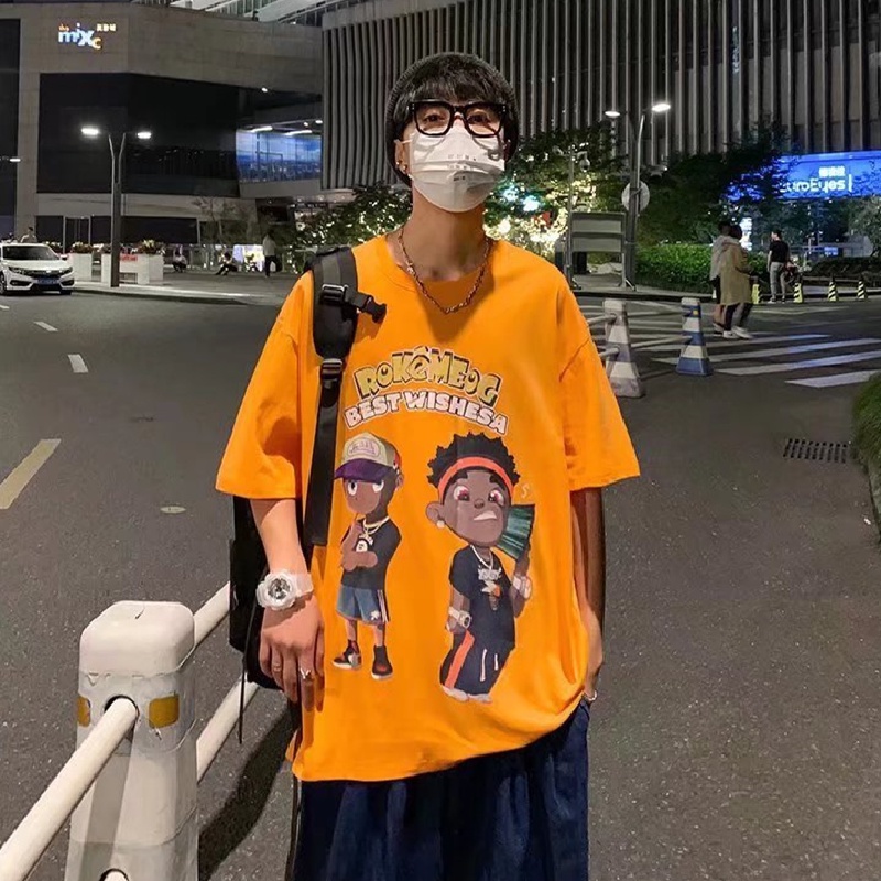 Áo Thun Tay Ngắn Dáng Rộng In Chữ Phong Cách Nhật Bản Thời Trang Cho Nam Và Nữ Size M-8XL