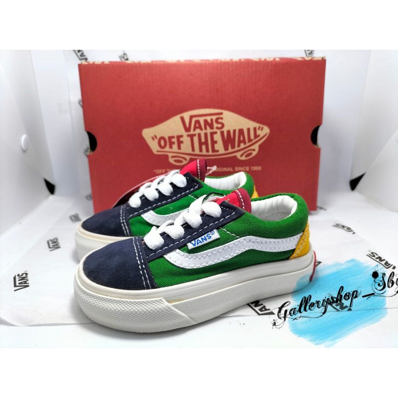 Giày Thể Thao VANS Màu Xanh Lá / Đen / Đỏ / Vàng Dành Cho Học Sinh Tiểu Học Lớp 1 2 3 4 5