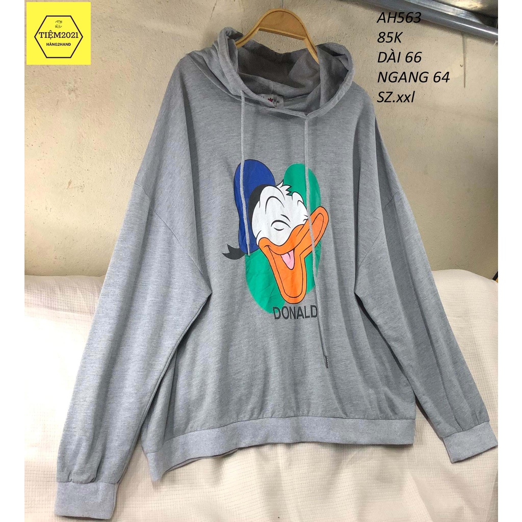 AH563 Áo Hoodie nam nữ nỉ da cá sz.XXL hàng2hand TIEM2021