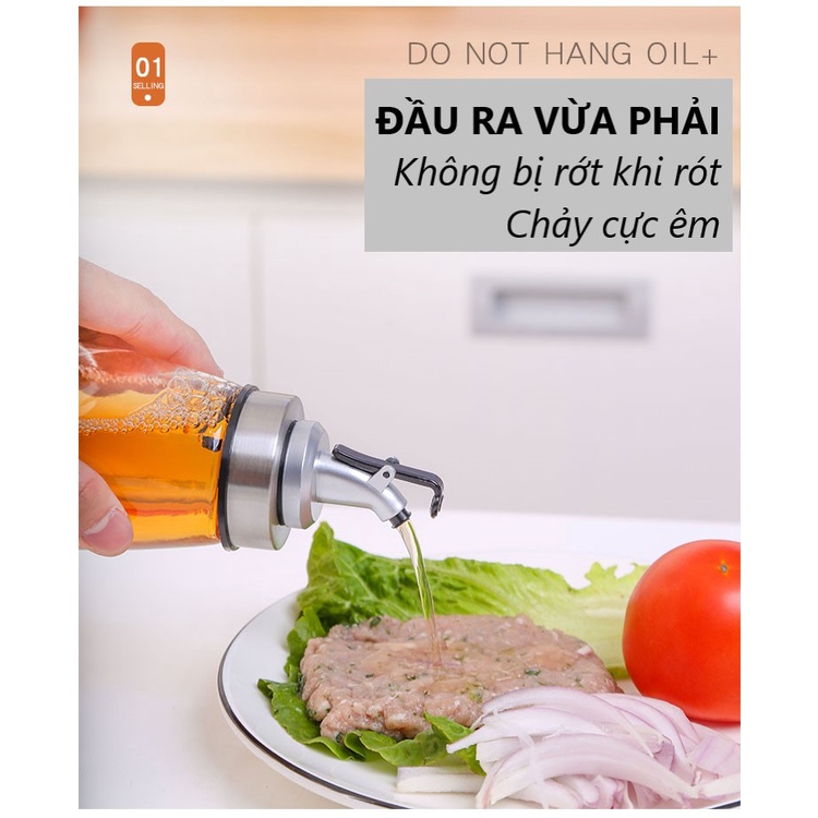 Chai thủy tinh chịu nhiệt đa năng 180ml lọ đựng dầu ăn nước mắm có vòi rót