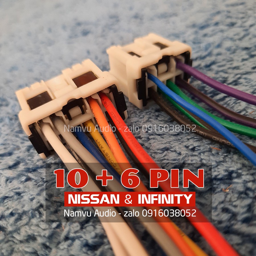 Dây cáp 10+6PIN - Jack kết nối loa & nguồn cho CD ô tô Nissan - Infinity - Samsung