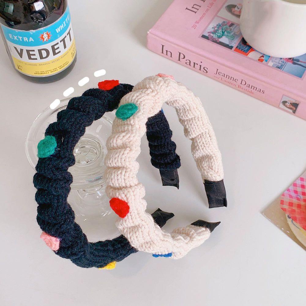 TWINKLE Cài Tóc Đan Len Họa Tiết Hoa Màu Kẹo Ngọt Phong Cách Retro Dễ Thương Cho Nữ