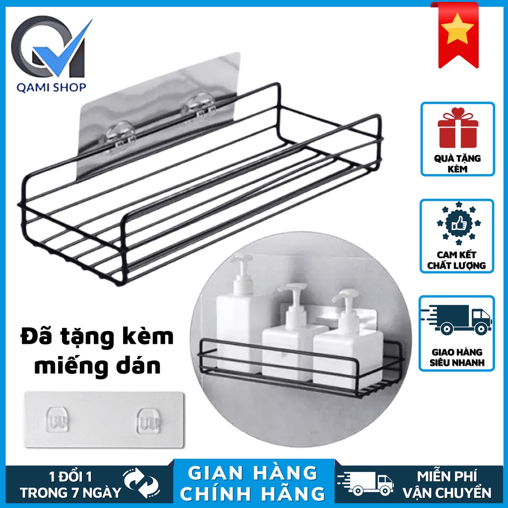 Kệ Dán Tường Đa Năng Phòng Tắm QAMI,Kệ Đựng Gia Vị Gắng Tường,Đựng Đồ Phòng Ăn,Nhà Bếp Cao Cấp Dán Tường TẶNG MIẾNG DÁN