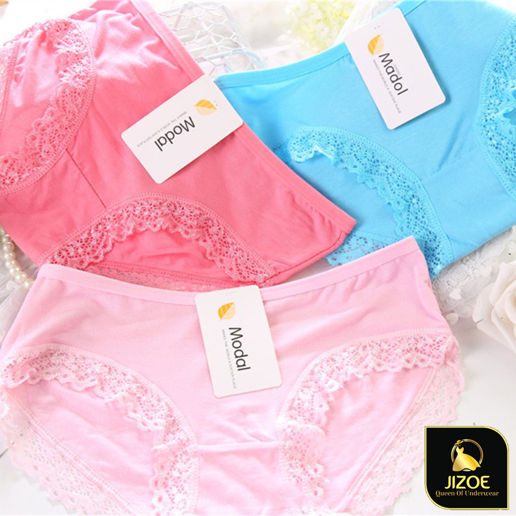 Quần lót nữ cotton phối viền ren dễ thương giá rẻ QLT06