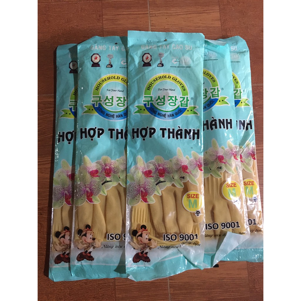Găng tay cao su Hợp Thành dài 38cm size M, L, XL, găng tay rửa chén rửa bát, bao tay cao su rửa chén