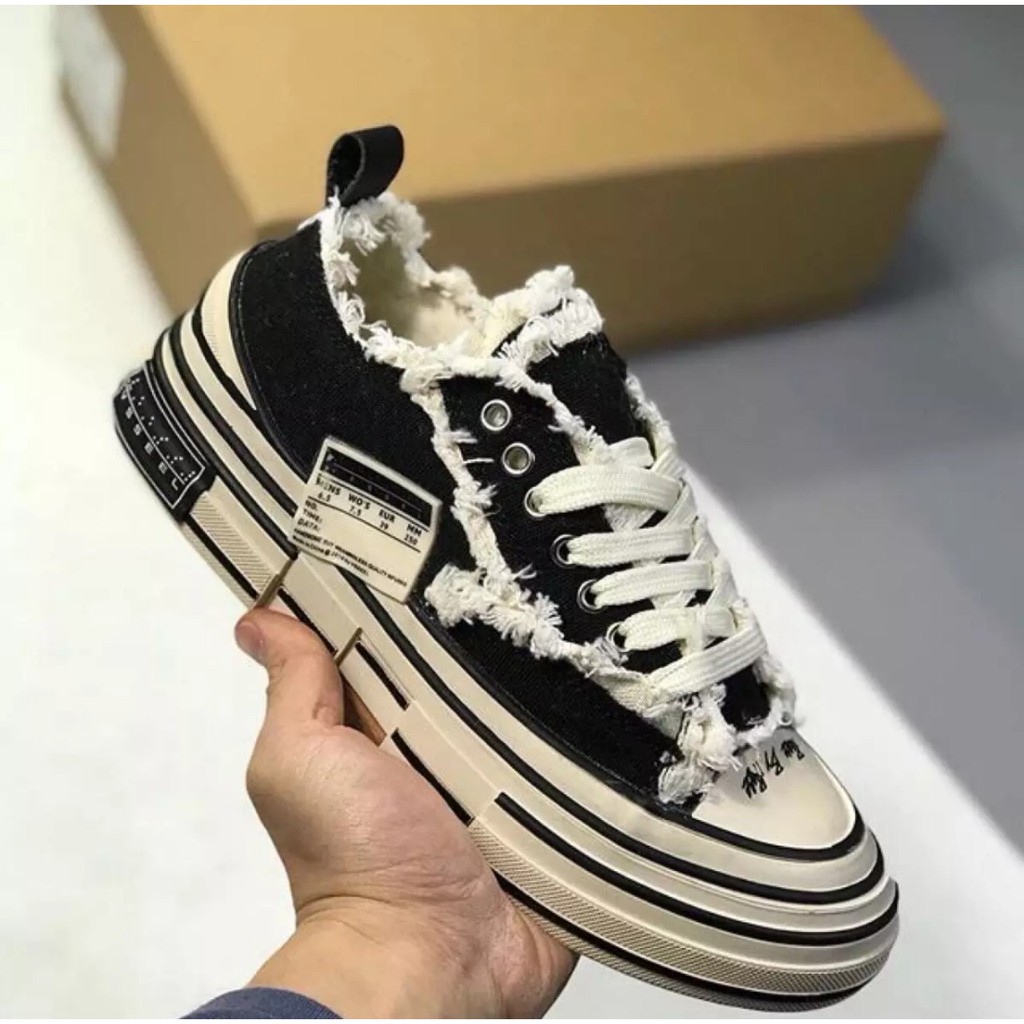Giày sneaker thể thao nam nữ XVESSEL đế gỗ Style rách phong cách thời trang trẻ đẹp cá tính (bảo hành 6 tháng )