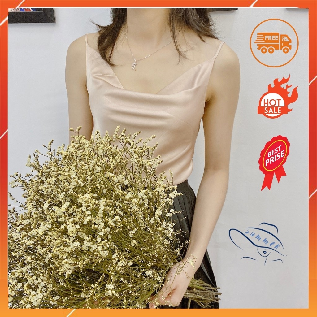 [LỤA HÀN - GIÁ SÀN] Áo hai dây lụa cổ đổ, áo hai dây cổ trễ siêu hot, bộ sưu tập áo hai dây mùa hè 2021