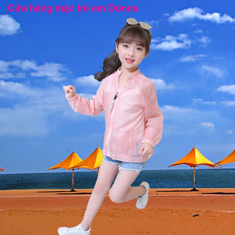 Children Anti-Sunscreen Ultra Thin Girl 2018 Phiên bản mới của Hàn Quốc Áo khoác mùa hè cho bé gái Quần trẻ emb