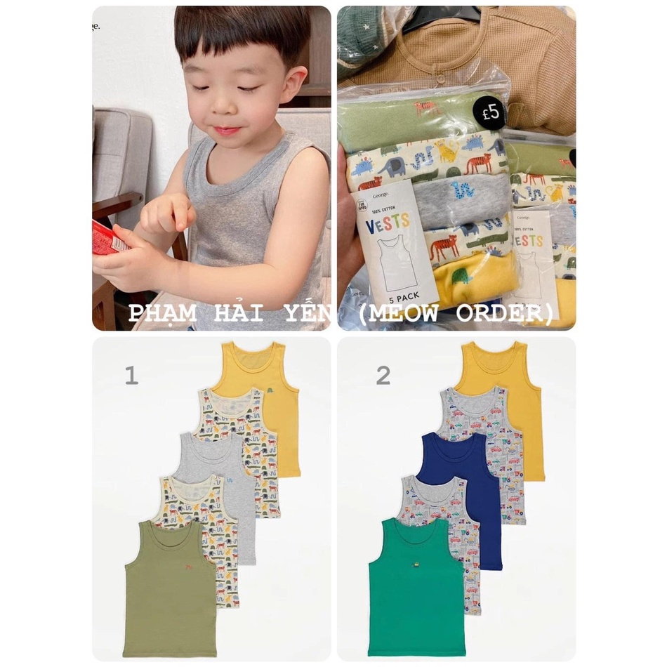 A856- SET 4 ÁO BA LỖ BÉ TRAI HÌNH THÚ