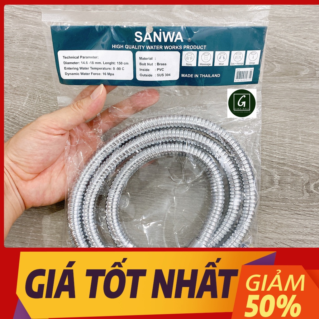 Combo Vòi Sen Tăng Áp Luva VS3, Kèm Dây Sen Sanwa, Dài 1.5m, Nhập Khẩu Thái Lan - GAKA Mall