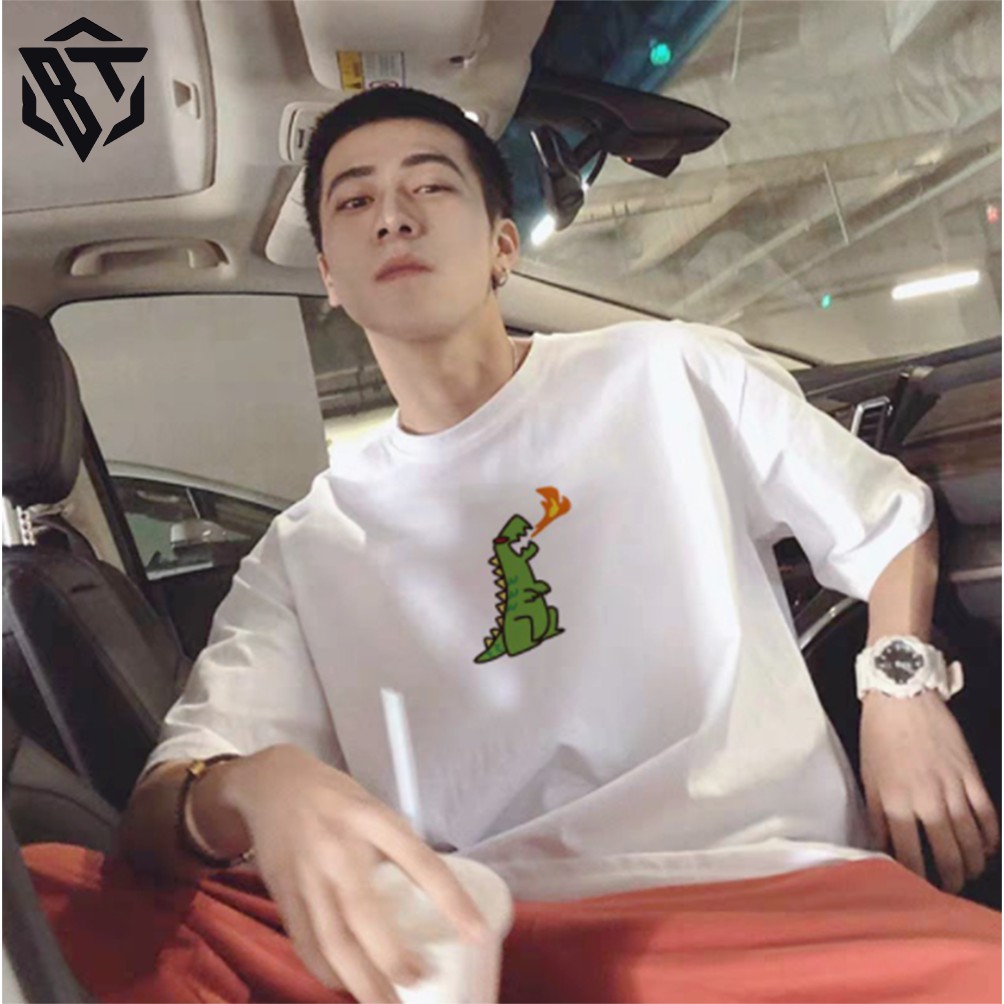 Áo thun tay lỡ 🔴FREESHIP🔴 form rộng unisex Nam Nữ KHỦNG LONG CON