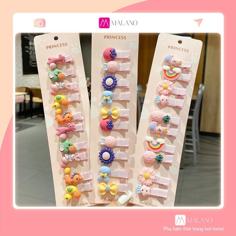 [Set 10 kẹp] Kẹp mái cho bé GALANO kẹp tóc bé gái họa tiết hoạt hình dễ thương FAH-001252