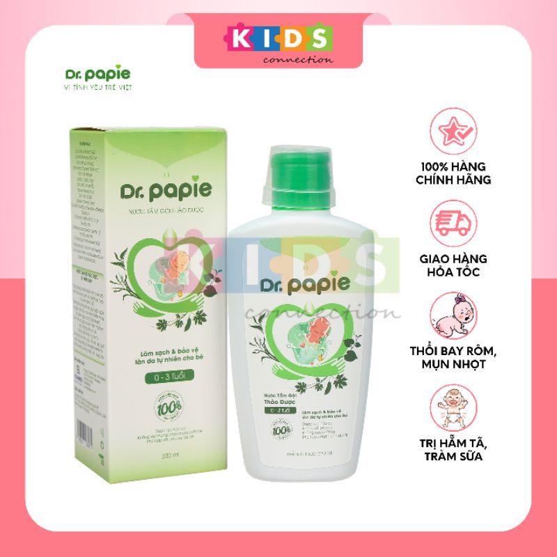 Nước tắm gội thảo dược cho bé Dr Papie 230ml ( 0-3 tuổi )