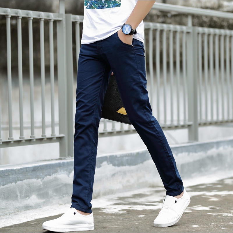 Quần jean dài dáng ôm phong cách Hàn Quốc thời trang cho nam