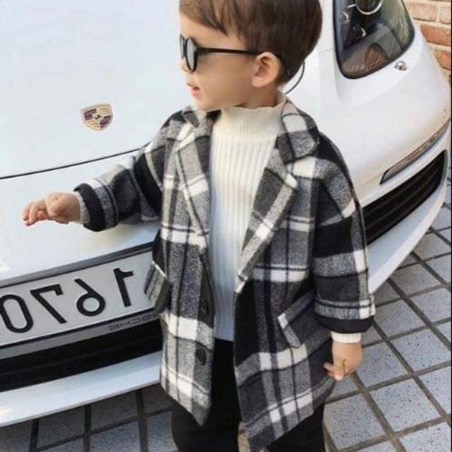 Áo dạ kẻ bé trai 4-8tuổi