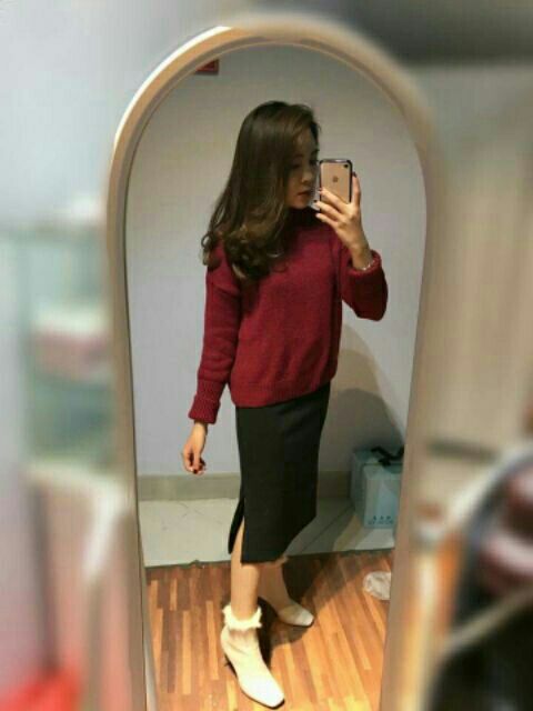 Chân váy len dài xẻ ( Ảnh thật) | BigBuy360 - bigbuy360.vn