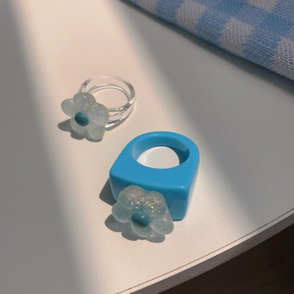 Nhẫn Acrylic Trong Suốt Hình Hoa Phong Cách Retro Ngọt Ngào Cho Nữ