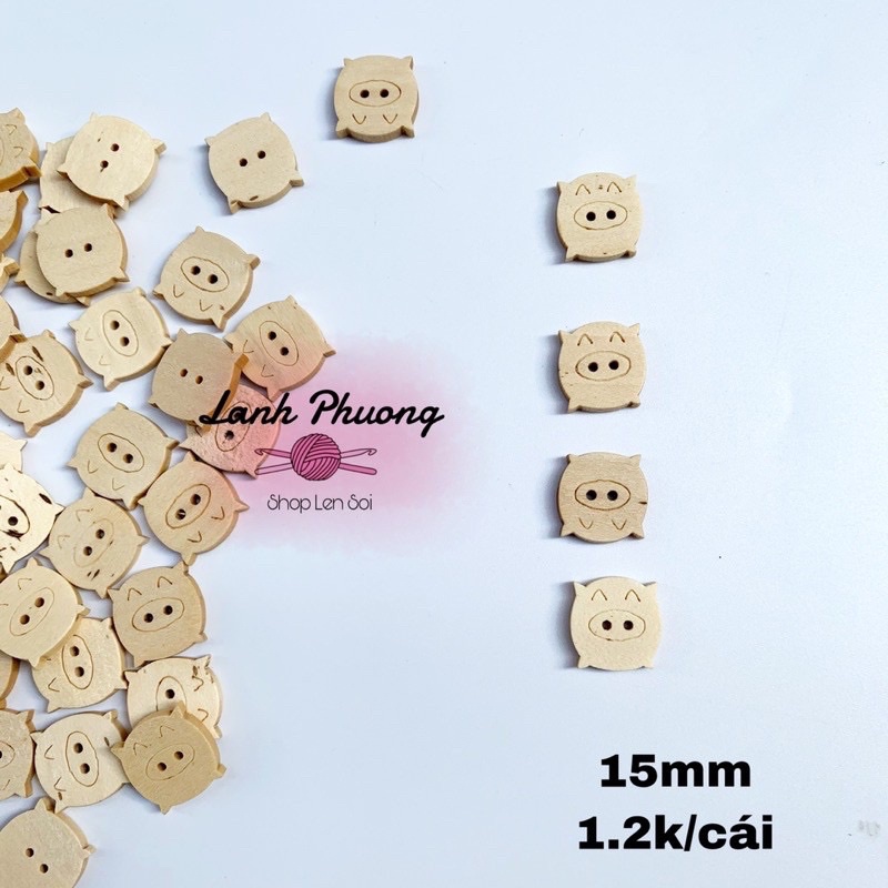 Nút Gỗ Heo Trang Trí (set 10 cái)