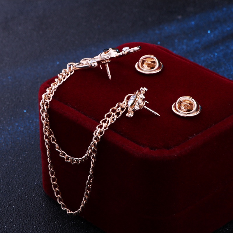 Ghim Cài Áo Hình Đầu Lâu Phối Dây Xích Thời Trang Cho Nam