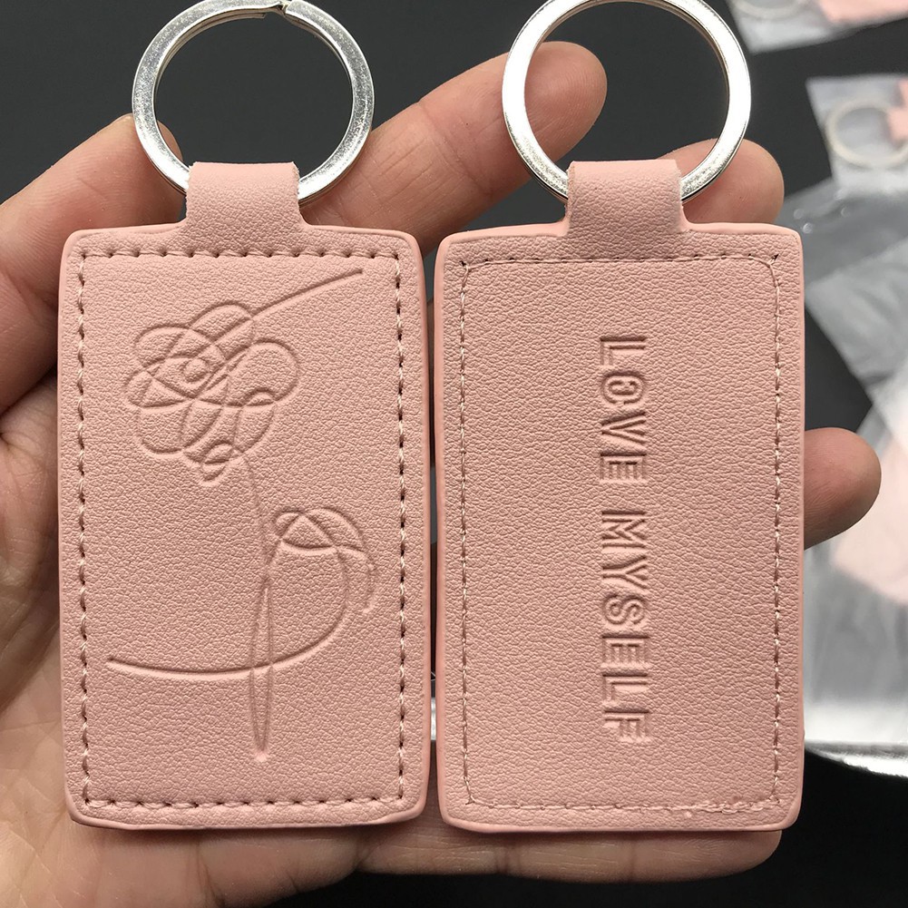 Móc khóa balo bằng da PU màu hồng BTS bt21