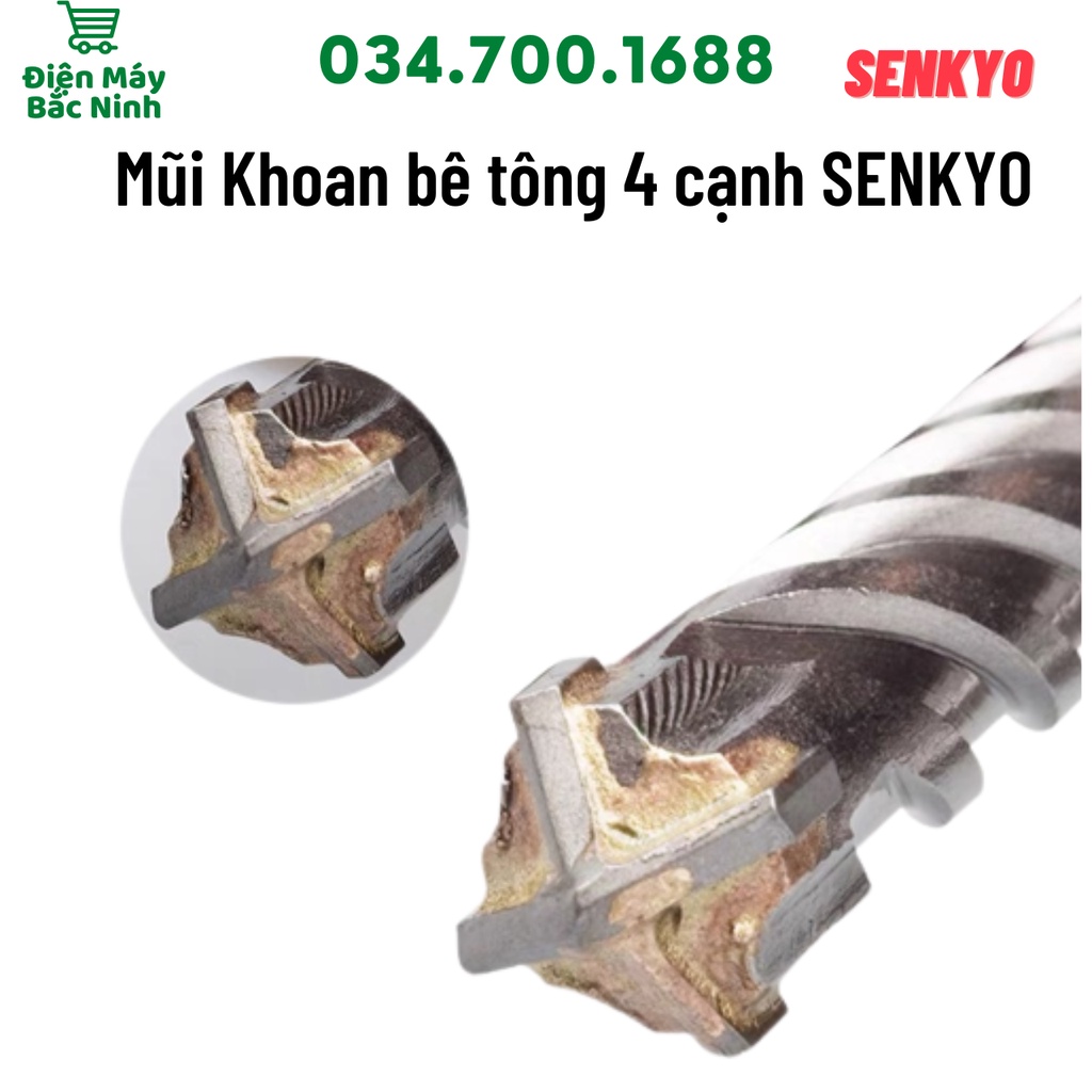Mũi Khoan Bê Tông 4 cạnh Mũi khoan đa năng phi 6 8 10 12 14 16 SENKYO