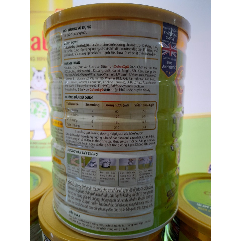 Lon Sữa 800g Colosbaby Bio Gold Vitadairy Giúp Tăng Hệ Miễn Dịch Tiêu Hóa Tốt