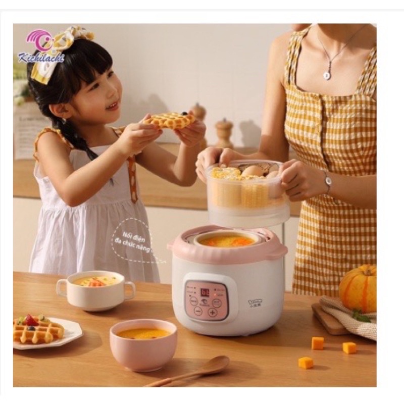 Nồi Nấu Cháo Chậm, Ninh Hầm, Hấp Cách Thuỷ Kichilachi Cho Bé Ăn Dặm