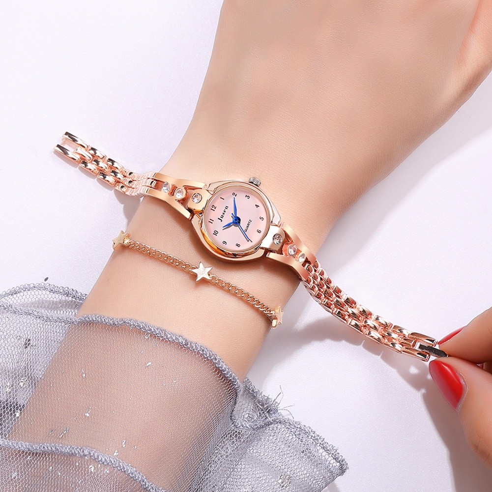 Đồng Hồ Analog Máy Quartz Nữ Mặt Tròn Đính Hột Xoàn