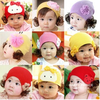Mũ len kute có 2 bím tóc cho bé gái xinh ngộ nghĩnh
