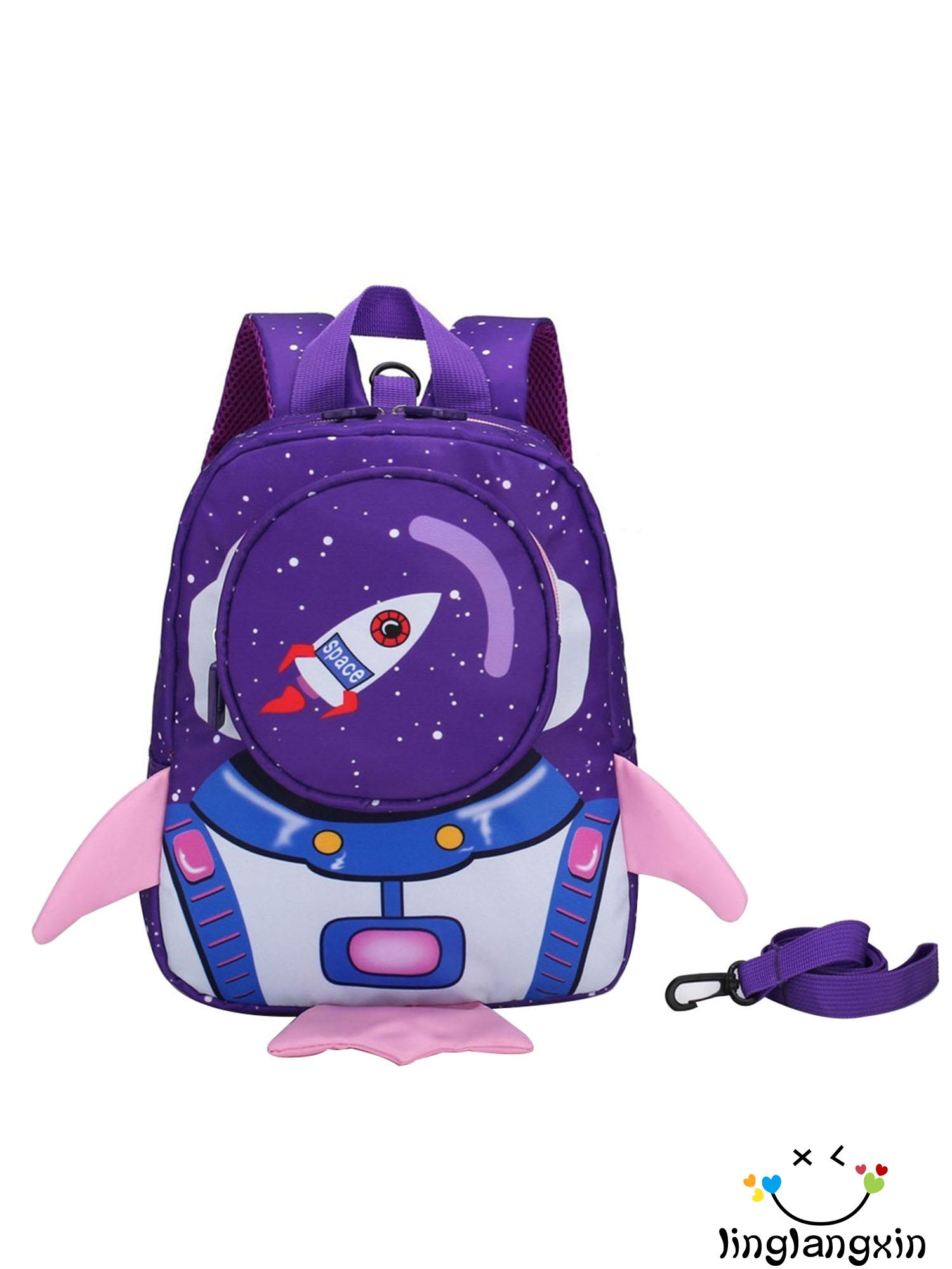 NFW♥Kids Backpack with Safety Leash, Lovely 3D Cartoon Rocket Lightweight School Bookbag