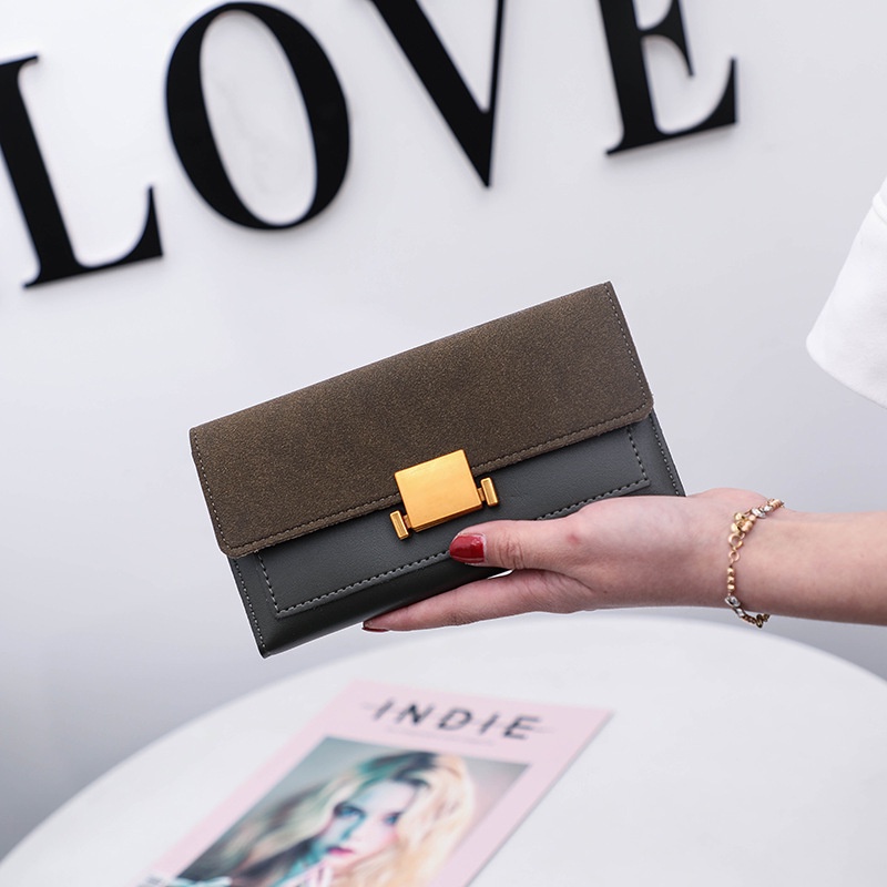 Ví dài IELGY đựng thẻ có khóa phong cách Âu Mỹ thời trang thanh lịch