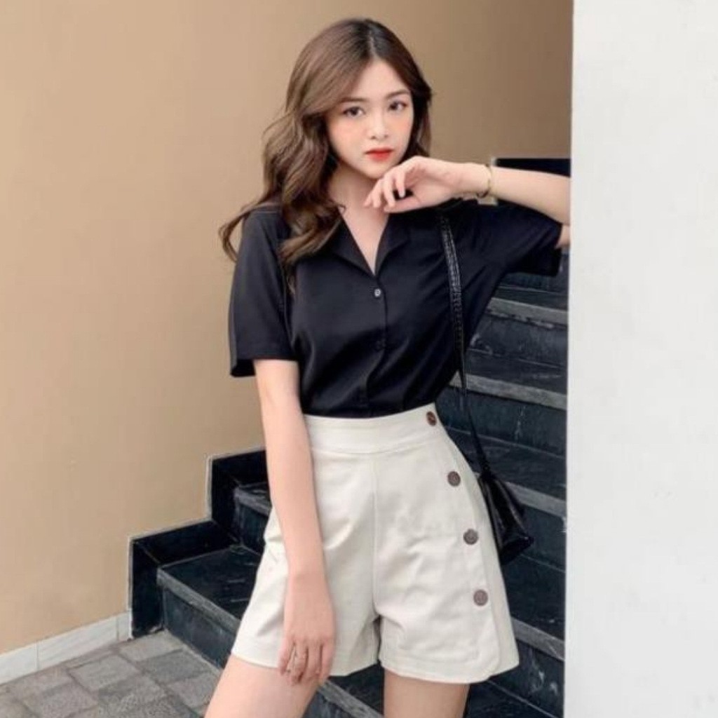 Áo nữ cổ danton, Áo sơ mi nữ tay ngắn phong cách Hàn Quốc, có nhiều màu, đủ size | BigBuy360 - bigbuy360.vn