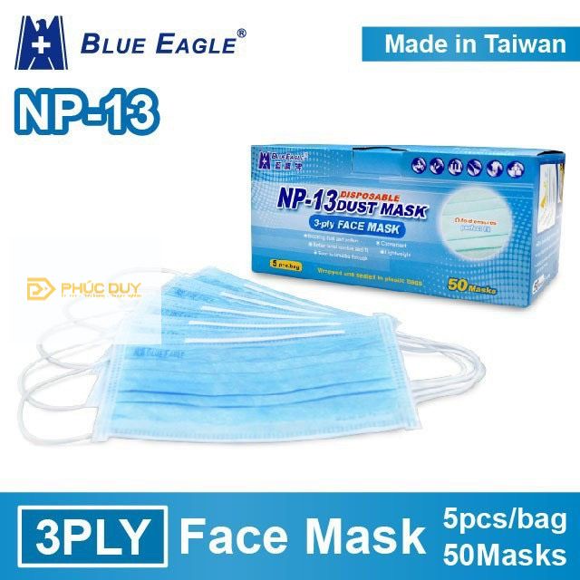 KHẨU TRANG BLUE EAGLE CHỐNG BỤI &amp; VI KHUẨN 3 LỚP NP13  (5 CÁI /1 TÚI )