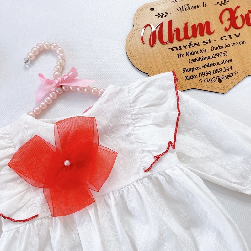 Bodysuit Nơ Handmade Bé Gái 3 Đến 12kg, Áo Liền Quần Bé Gái Chất Thô Nhật [A187]