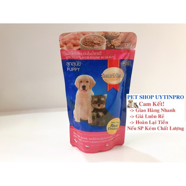 PATE CHO CHÓ CON SmartHeart vị gà Gói 130g Xuất xứ Thái lan