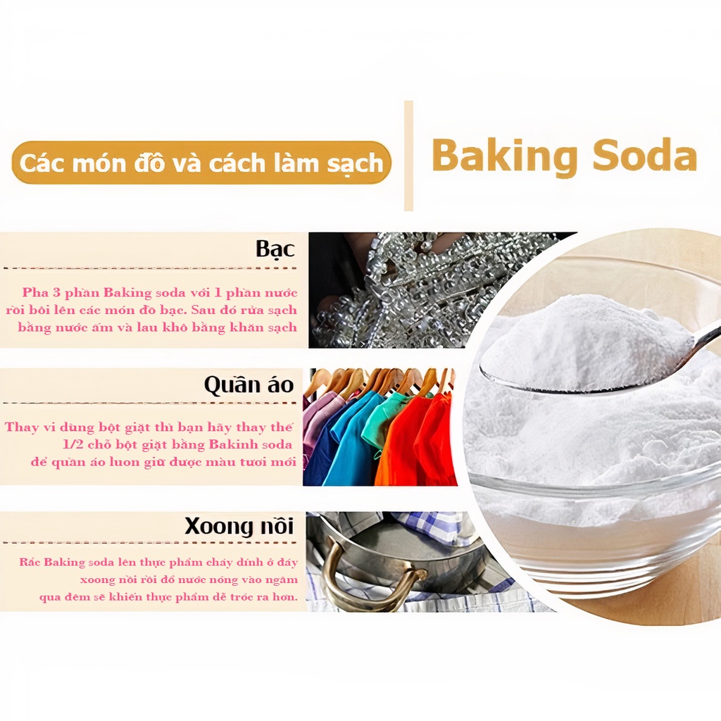 Baking Soda trắng răng ❤️CHÍNH HÃNG Backing soda Làm sạch răng miệng, Banking soda khử độc thực phẩm