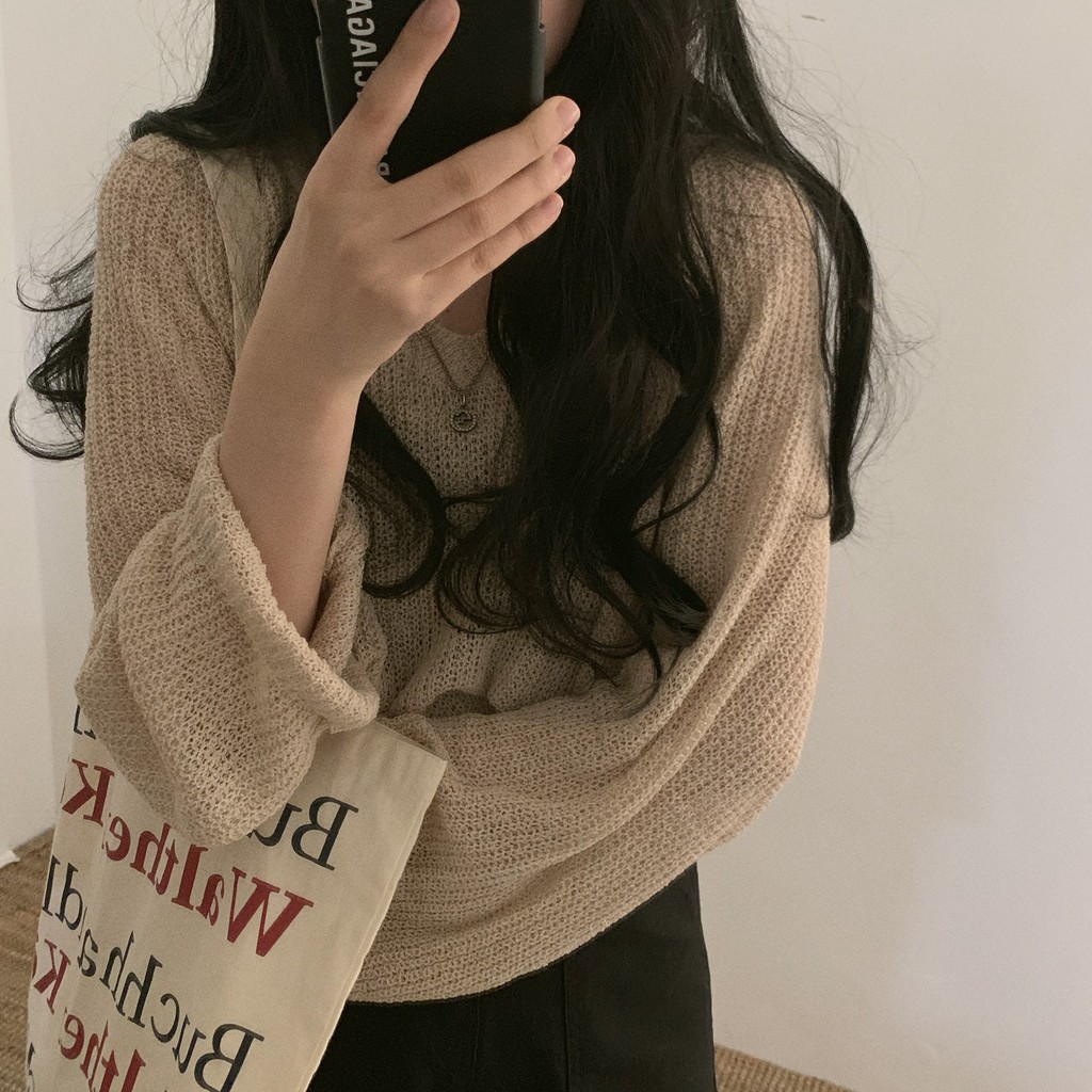 Xiaozhainv Áo thun tay dài cổ chữ V chất liệu mịn màng dành cho bạn nữ