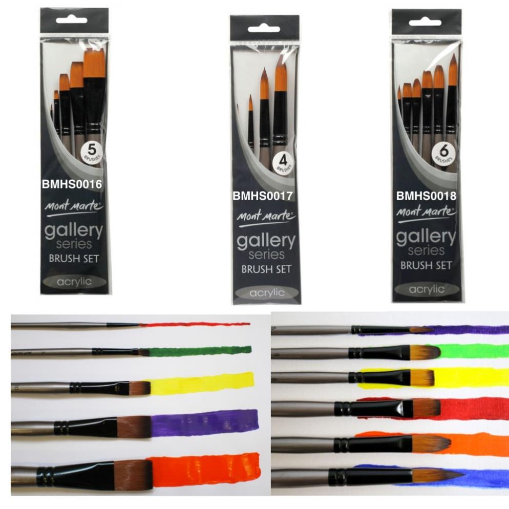 Set Bộ cọ vẽ Acrylic Mont Marte Gallery Series Brush - cọ thân xám