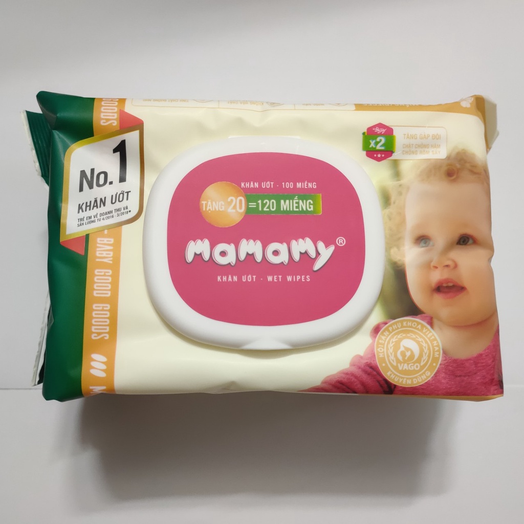 Khăn ướt em bé Mamamy không mùi 120 tờ