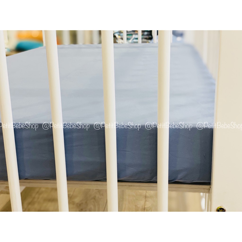 Ga drap bọc nệm cotton trơn thoáng mát phù hợp các loại nệm cũi cho bé 70x140 70x130 70x120 60x110 60x100 62x114 55x94