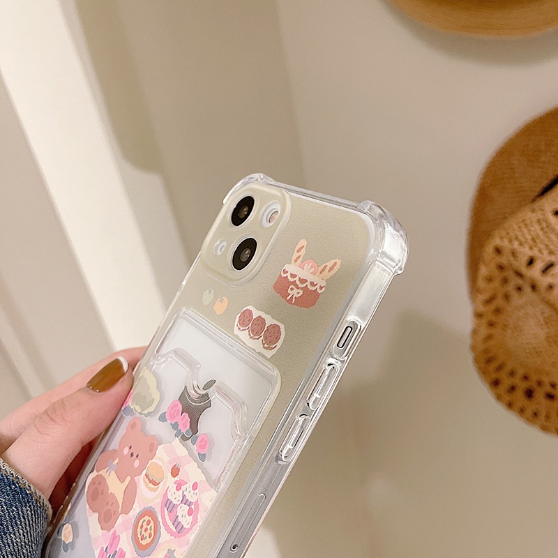 Ốp lưng IPhone  trong túi đựng thẻ Gấu Picnic 6/6s/6plus/6splus/7/7plus/8/8plus/xs/11/12/13/14/Pro/Plus/Promax TT23