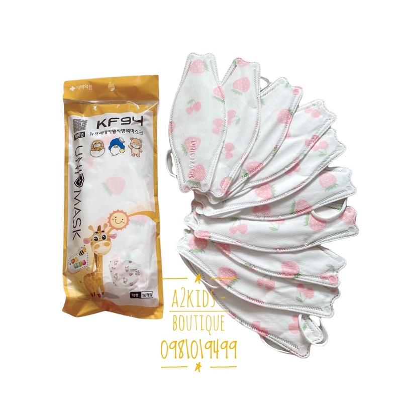 Combo 50 Cái Khẩu Trang KF94 Uni Mask Kids 4 Lớp Kháng Khuẩn Hàn Quốc Cho Bé 3 - 10 Tuồi