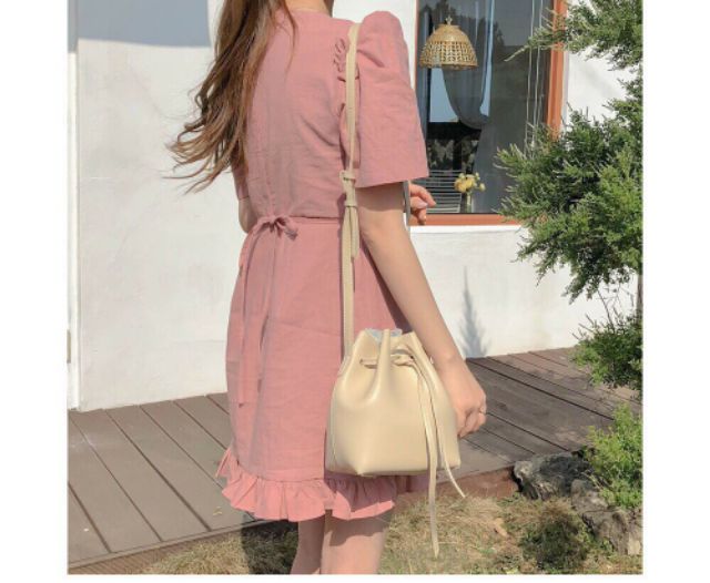 Đầm cổ v hồng baby siêu xinh