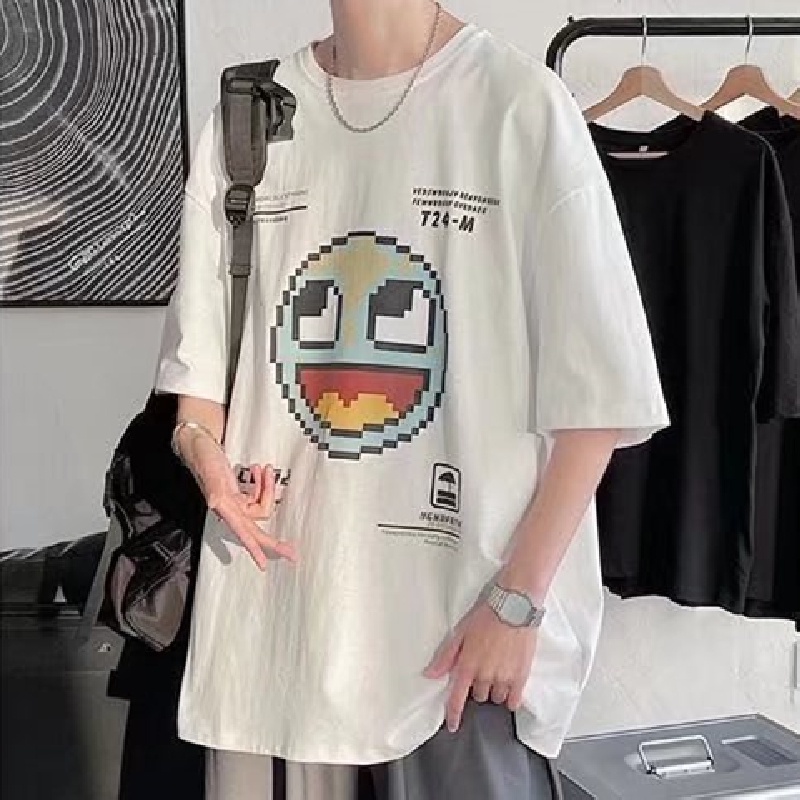 Áo Thun Tay Ngắn Dáng Rộng In Chữ Thời Trang Mùa Hè Phong Cách Hàn Quốc Cho Nam Size M-8XL