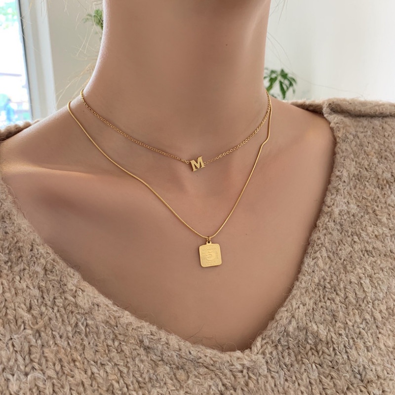 Dây Chuyền 2 Tầng Titan Ko Đen TT 3894