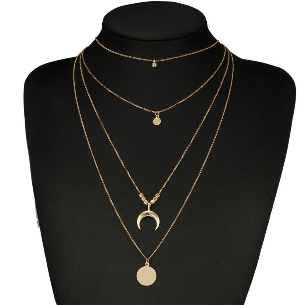 Vòng Cổ Choker Nhiều Lớp Đính Sừng Phong Cách Bohemian