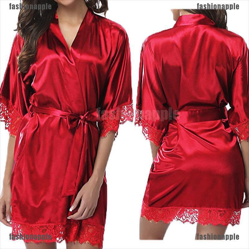 Áo choàng ngủ bằng lụa satin phối ren phong cách quyến rũ dành cho nữ | BigBuy360 - bigbuy360.vn