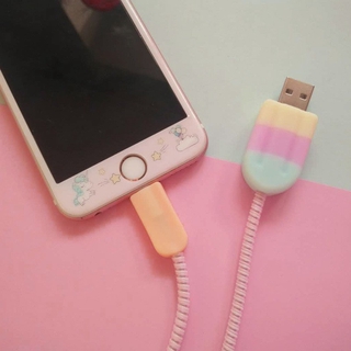 【Insfree】Ice Cream-shaped Mobile Phone Data Cable Protective Cover Is Suitable For Apple Protection Data Cable Charging Cover Popsicle Cable Cover